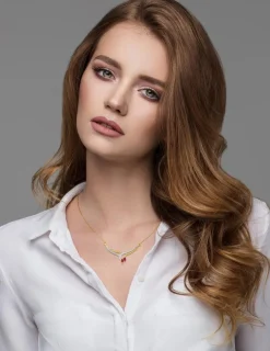 Collier fantaisie or 375‰, rubis et oxyde de zirconium SO OR