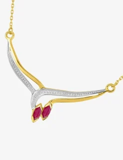 Collier fantaisie or 375‰, rubis et oxyde de zirconium SO OR