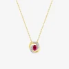 Collier fantaisie or jaune 375 ‰ rubis, oxyde de zirconium et rhodium SO OR
