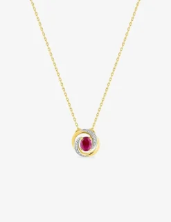 Collier fantaisie or jaune 375 ‰ rubis, oxyde de zirconium et rhodium SO OR