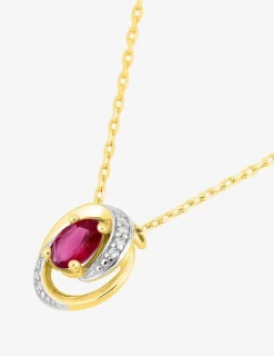 Collier fantaisie or jaune 375 ‰ rubis, oxyde de zirconium et rhodium SO OR
