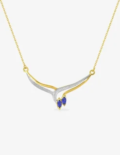 Collier fantaisie or jaune 375‰, rhodium et saphirs SO OR