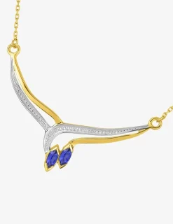 Collier fantaisie or jaune 375‰, rhodium et saphirs SO OR