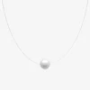 Collier fil nylon argent 925‰ rhodié et perle 6 mm SO OR