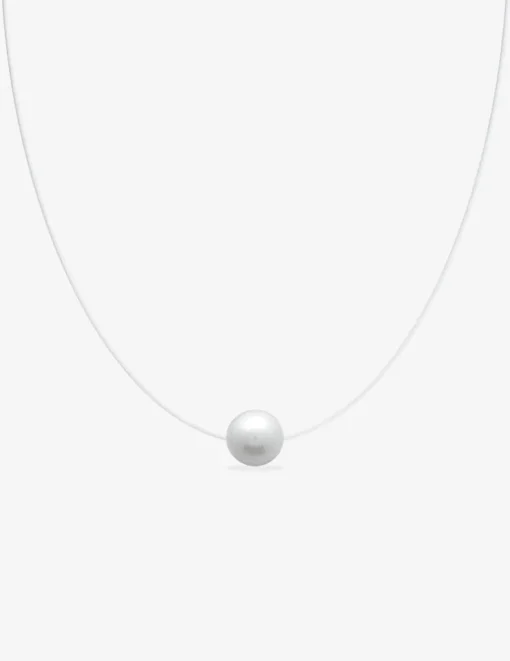 Collier fil nylon argent 925‰ rhodié et perle 6 mm SO OR