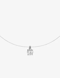 Collier fil nylon argent 925‰ rhodié et oxyde de zirconium 5,5 mm serti griffes SO OR