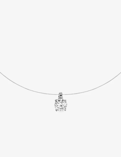 Collier fil nylon argent 925‰ rhodié et oxyde de zirconium 5,5 mm serti griffes SO OR