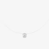 Collier fil nylon or blanc 375‰ et oxyde de zirconium serti clos SO OR