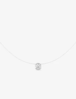 Collier fil nylon or blanc 375‰ et oxyde de zirconium serti clos SO OR