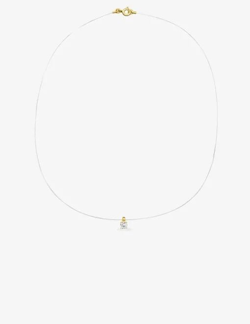 Collier fil nylon plaqué or et oxyde de zirconium 3 mm serti griffes SO OR