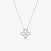 Collier fleur or blanc 375‰ et oxydes de zirconium SO OR