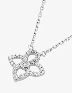 Collier fleur or blanc 375‰ et oxydes de zirconium SO OR