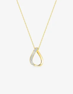 Collier goutte or jaune 375‰, rhodium et oxydes de zirconium SO OR