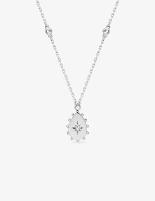 Collier goutte étoilée argent 925‰ rhodié et oxydes de zirconium SO OR