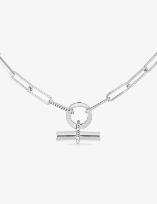 Collier graphique Argent 925‰ rhodié & oxydes de zirconium SO OR