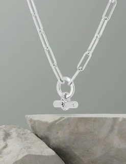 Collier graphique Argent 925‰ rhodié & oxydes de zirconium SO OR