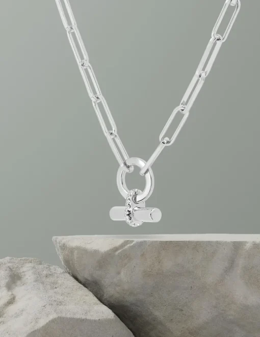 Collier graphique Argent 925‰ rhodié & oxydes de zirconium SO OR