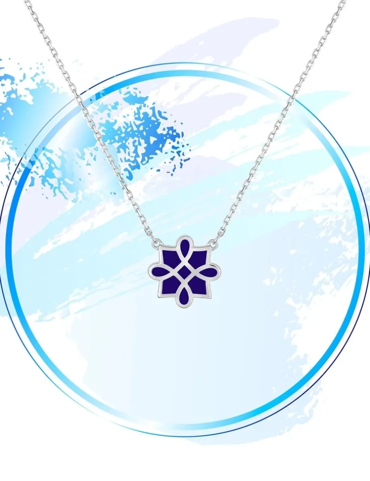 Collier Harmonie Or blanc 375‰ et laque bleue SO OR