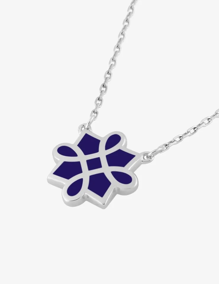 Collier Harmonie Or blanc 375‰ et laque bleue SO OR