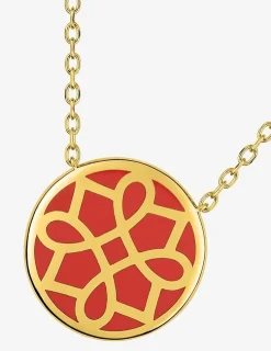 Collier Harmonie Or jaune 375‰ et jeton laque corail SO OR