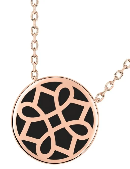 Collier Harmonie Or rose 375‰ et jeton laque noir de Jais SO OR