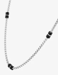 Collier imprimé noir et acier SO OR