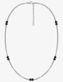 Collier imprimé noir et acier SO OR