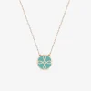 Collier Lorever Or rose 375‰, motif jeton laque verte aqua SO OR