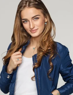 Collier Lorever Or rose 375‰, motif jeton laque verte aqua SO OR