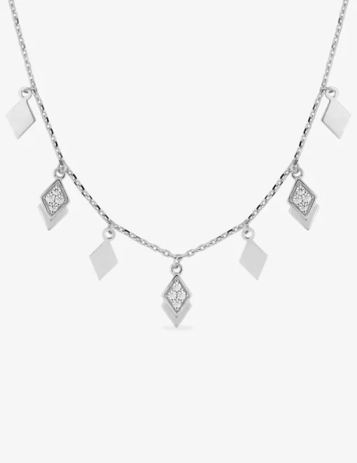 Collier losanges argent 925‰ rhodié et oxydes de zirconium SO OR