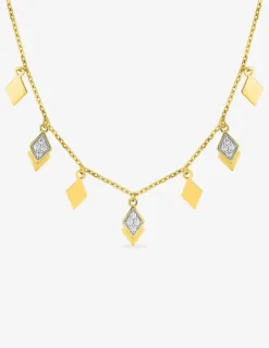Collier losanges plaqué or, oxydes de zirconium et rhodium SO OR