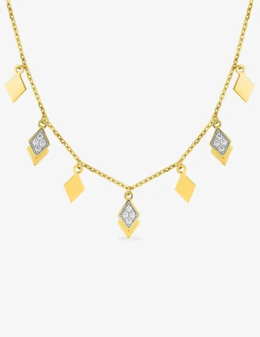 Collier losanges plaqué or, oxydes de zirconium et rhodium SO OR