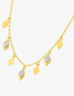 Collier losanges plaqué or, oxydes de zirconium et rhodium SO OR