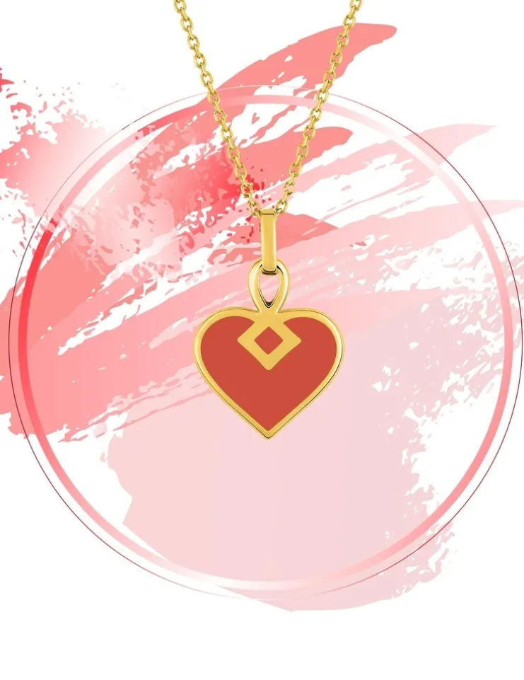 Collier Lucky Or jaune 375‰ et laque corail SO OR