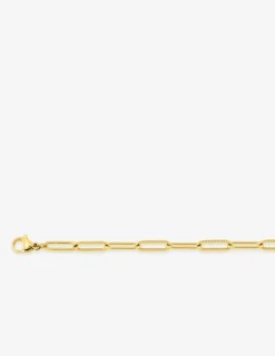 Collier maille forçat rectangle 3 mm acier doré SO OR