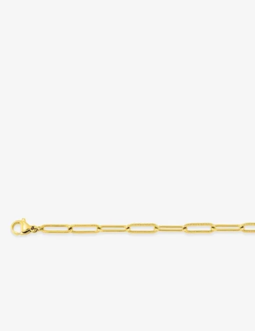 Collier maille forçat rectangle 3 mm acier doré SO OR