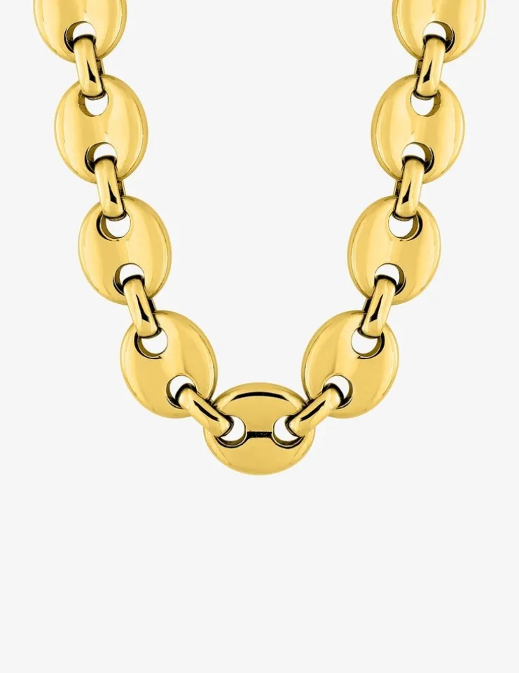 Collier maille grain de café en acier doré SO OR