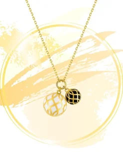 Collier Mélodie Or jaune 375‰ laque ivoire et noir de Jais SO OR