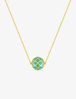 Collier Mélodie Or jaune 375‰ et laque verte aqua SO OR