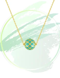 Collier Mélodie Or jaune 375‰ et laque verte aqua SO OR