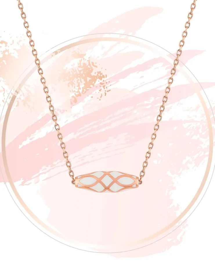 Collier Mélodie Or rose 375‰ et laque ivoire SO OR