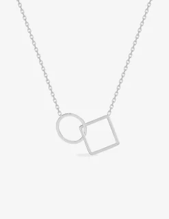 Collier motif cercle et carré en argent 925 ‰ rhodié SO OR