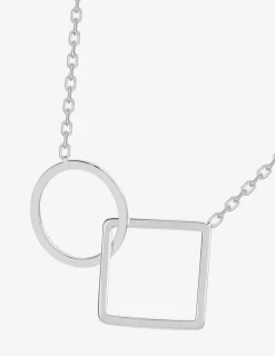 Collier motif cercle et carré en argent 925 ‰ rhodié SO OR