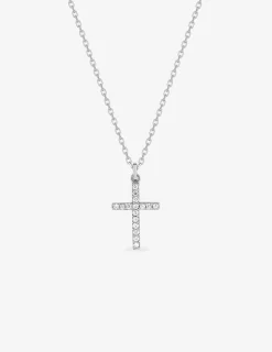 Collier motif croix en argent 925 ‰ rhodié et oxydes de zirconium SO OR