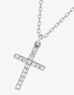Collier motif croix en argent 925 ‰ rhodié et oxydes de zirconium SO OR