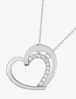 Collier motif cœur en argent 925 ‰ rhodié et oxydes de zirconium SO OR