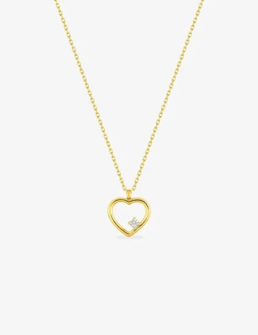 Collier motif cœur or jaune 375 ‰, oxydes de zirconium SO OR