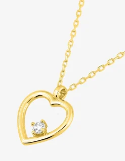 Collier motif cœur or jaune 375 ‰, oxydes de zirconium SO OR