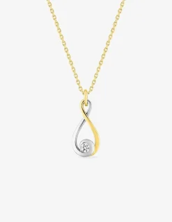 Collier motif fantaisie bicolore plaqué or, rhodium et oxyde de zirconium SO OR