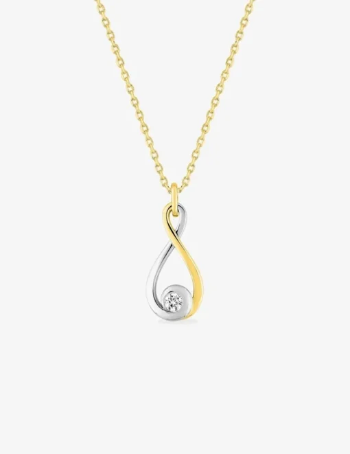 Collier motif fantaisie bicolore plaqué or, rhodium et oxyde de zirconium SO OR